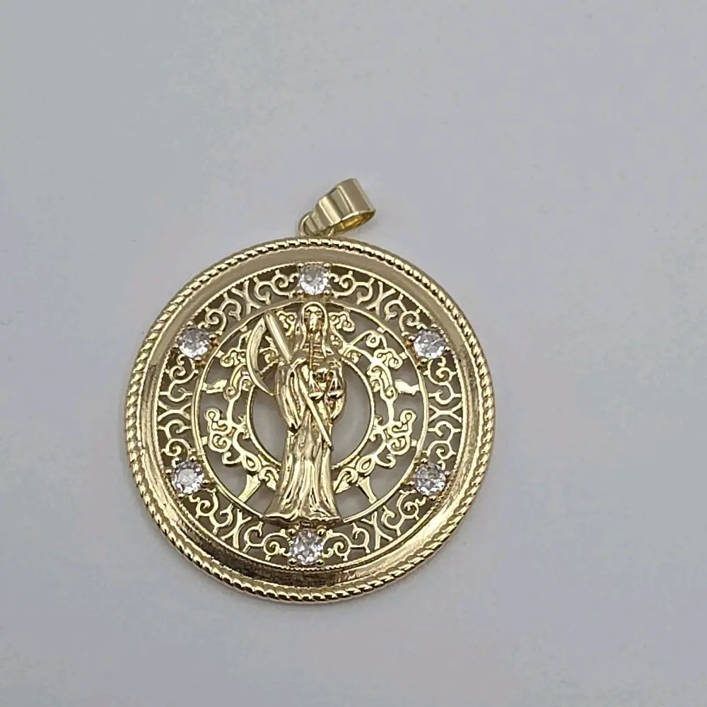 THE GRIM REAPER/SANTA MUERTE fashion  new pendant round Rhinestone Decorated Cross