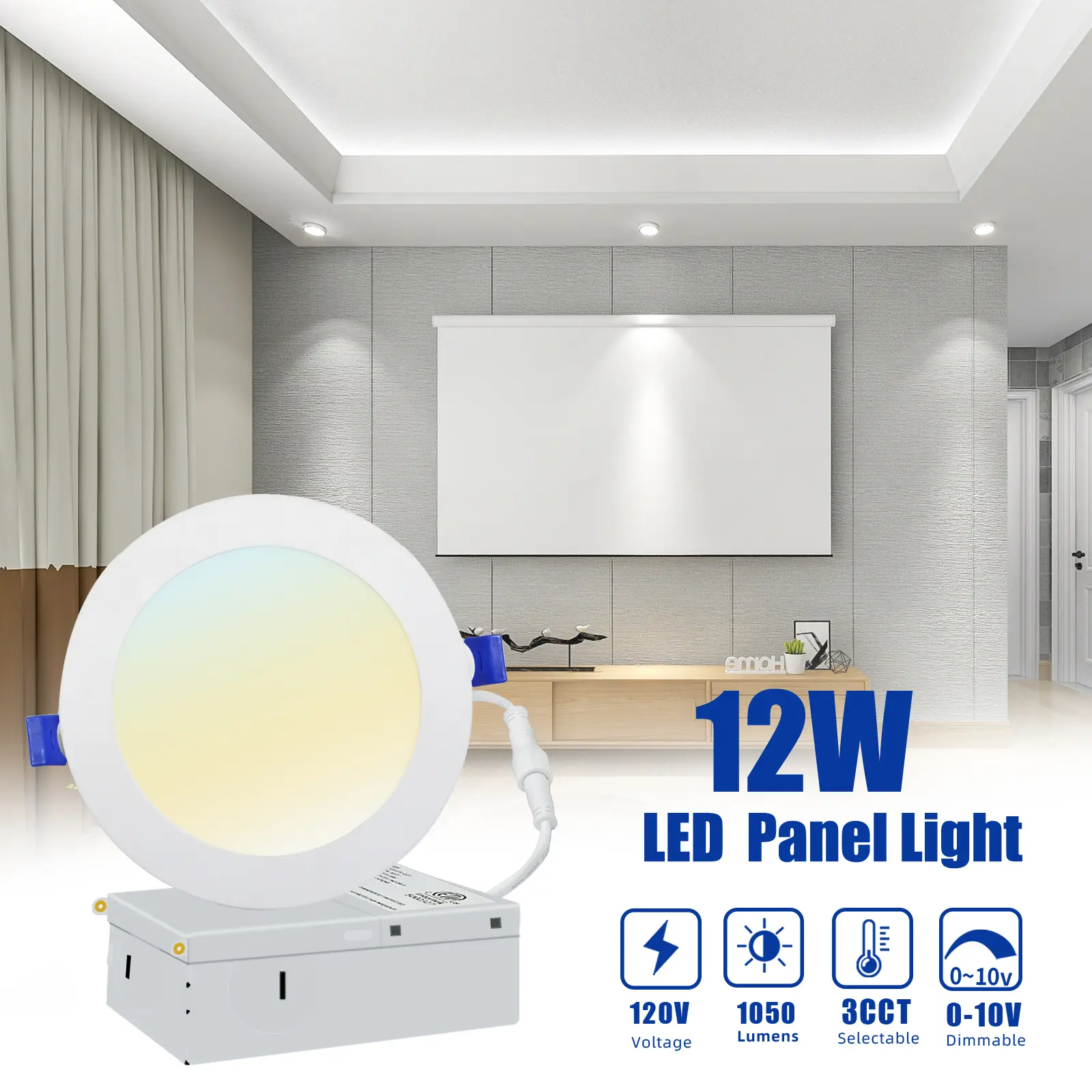 SEURON 6-Pack 6in Aluminum IC Rated Recessed LED Ceiling Downlights, 12W 5CCT Dimmable with Junction Box, Soft Amber Glow, ETL Listed for Bedroom, Living Room - Satisfaction Guarantee, 6 Inch