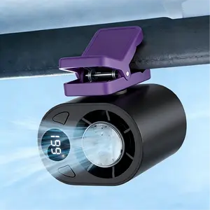 2026 Car Clip On Air Fan with LED Display, 199 Speeds Adjustable Cooling Function, 360° Rotation USB Rechargeable Portable Personal Cooling Fan for Summer Travel Outdoor