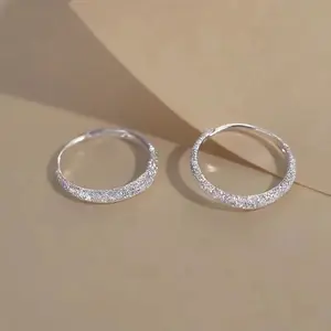 925 Sterling Silver Hoop Earrings for Women|Hypoallergenic Circle Earrings|Rhinestone Double Crystal Paved Silver Tone Hoop Earrings| Fashionable Women's Jewelry For Daily Wear And Banquets