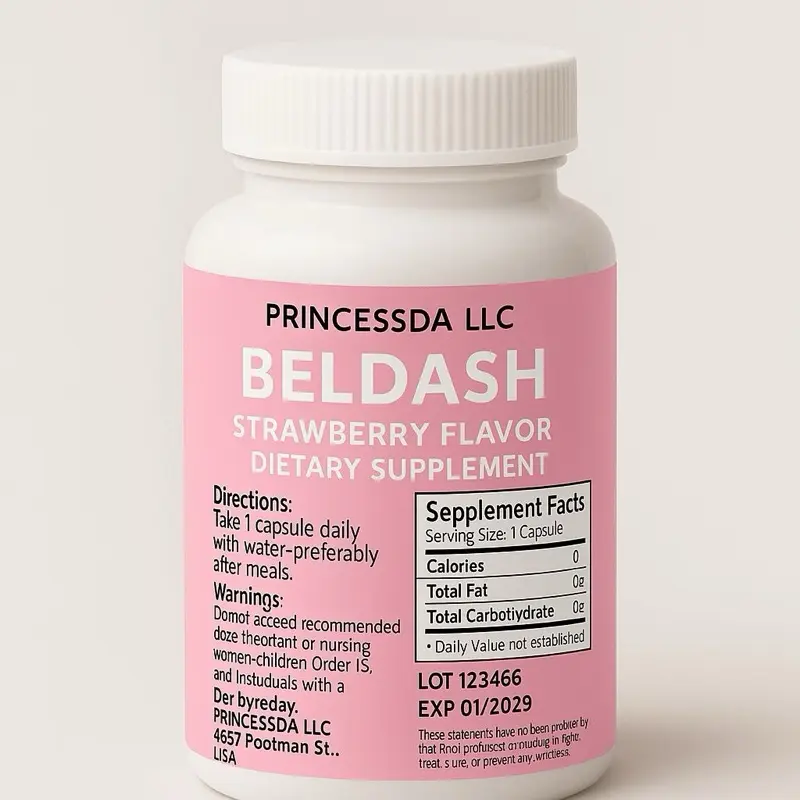 Princessda LLC Beldash Strawberry Flavor Dietary Supplement 1 Capsule Daily with Water Lot 123466 Exp 01/2029