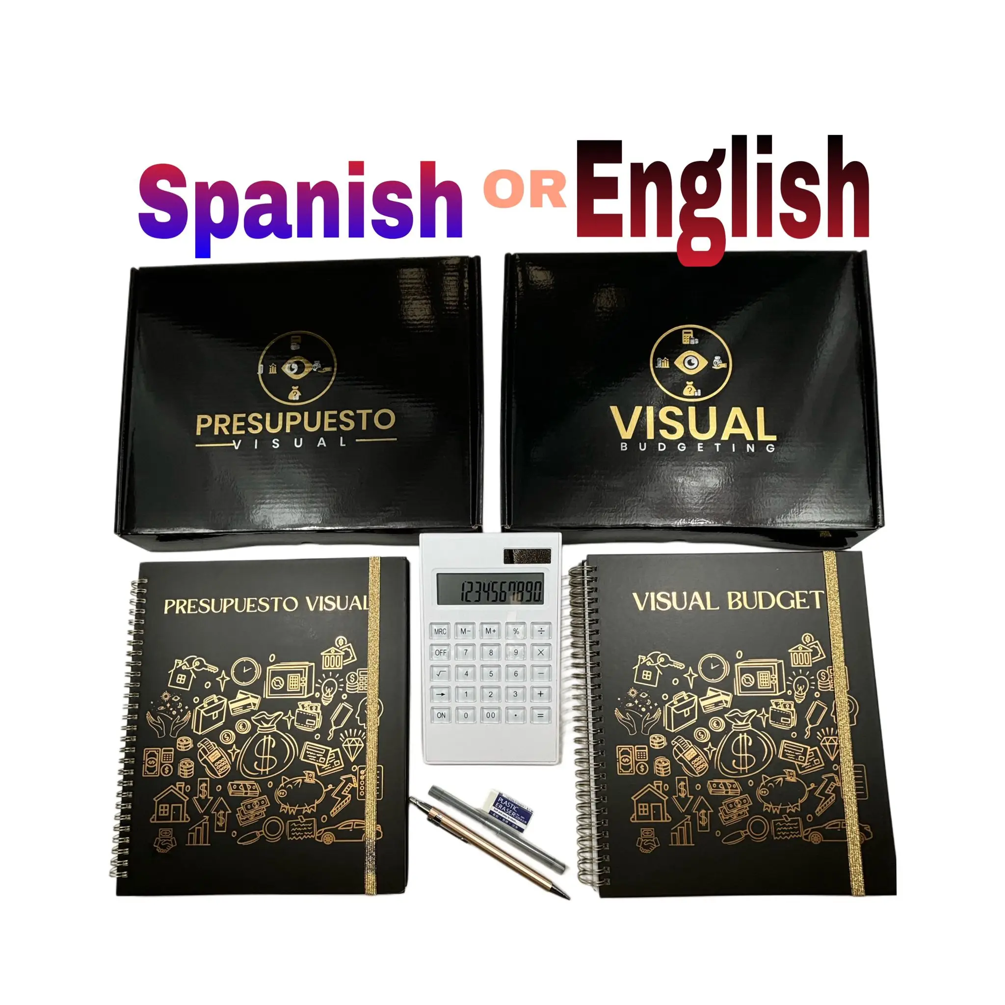Budget Planner & Credit Builder - 12-Month Undated Calendar with Home Buying & Auto Loan Guide Savings Challenges debt Tracker English/Spanish Hard Co