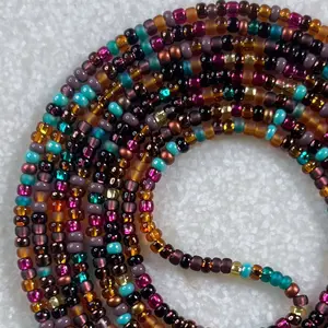 MOROCCAN SUNSET - Tie On Waist Beads - 45 to 60 inches Waistbeads - Brown Waistbeads - Topaz Waistbeads - Belly Beads - Body Beads - Authentic Waistbeads - African Waistbeads Made By Venus