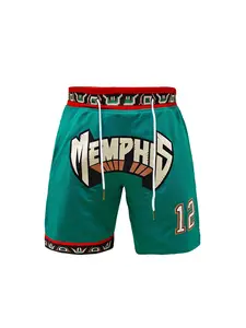 Men's Letter & Number Embroidery Pocket Basketball Shorts, Loose Casual Breathable Quick Drying Shorts for Outdoor Sports, Men's Sportswear for Basketball, Athleisure Style Bottoms, Gym Apparel, Athletic Shorts, Streetwear Sports Shorts