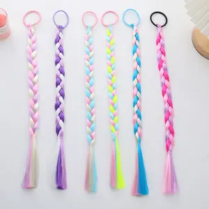 6 Pcs Kids Three-Strand Braid Wig Hair, Cute Princess Braided Hair Accessories for Girls, DIY Handmade Fashion Wig Braids. Soft lightweight design, easy to wear, all-match daily styling. Sweet decorative hair pieces, perfect for daily look, party, photo p