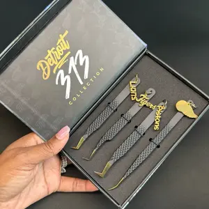 Detroit 313 Tweezer Collection - Limited Edition 4-Piece Fiber Tip Set with Lions Tigers Pistons & Red Wings Tools for Precision Hair Styling