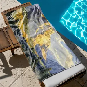 1 piece The giant granite cliff scenery of Yosemite National Park themed beach towel - Flannel woven blanket in modern style, suitable for sofas and beds, all-season use, super soft and comfortable, digitally printed pattern, machine washable and