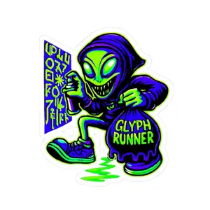 Alien Graffiti Kiss-Cut Stickers | Urban Aesthetic Decor, Laptop Stickers, Vivid Green Art, Unique Gift Ideas, Cool Art Accessories