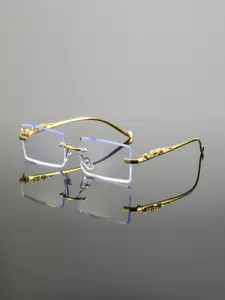 Men's Rimless Square Metal Glasses, Elegant Retro Design, High-End Lightweight Luxury Eyewear, Casual Fashion Accessory for Everyday Use