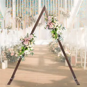 Wooden Vintage Flower Arch Backdrop Stand Rustic Venue Decor Balloon Frame Arbor for Indoor Outdoor Wedding Ceremony Party Photography Background Props (Triangle)