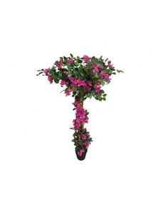 【Christmas Gift】Red - 4 feet Artificial Tree For Outdoors Indoors With Flowers And Leaves, Realistic Fake Potted Bougainvillea Trees For Home Office Living Room Decor  Bougainvillea Tree