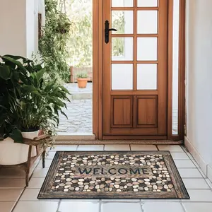 Modern Grey Cobblestone Doormat - Low-key Scraping Mat, Weatherproof, Fade-resistant, Suitable for Apartments or Front Doors