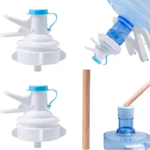 2 Pack Water Dispenser Valve, Water Jug Dispenser Valve, Jug Cap Bottle Spout  Plastic Spigot Faucet with  Cap and  Stick for 55mm Non Threaded Crown Top Drinking Bottle