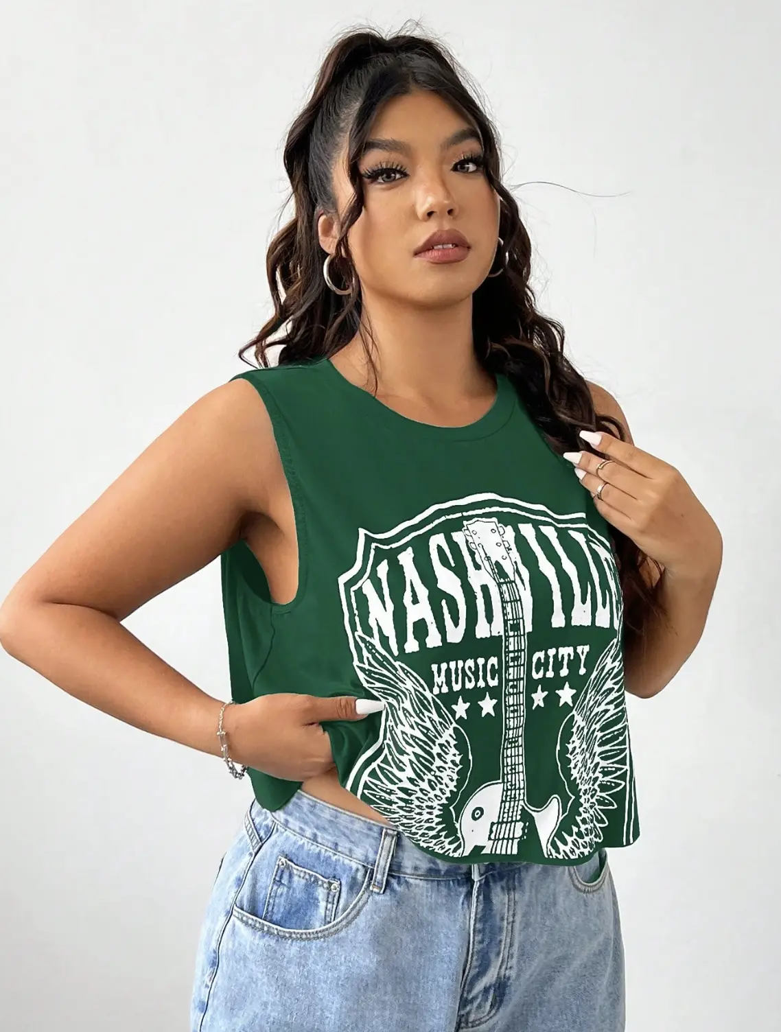 Plus Size Loose Casual Retro Print Tank Top