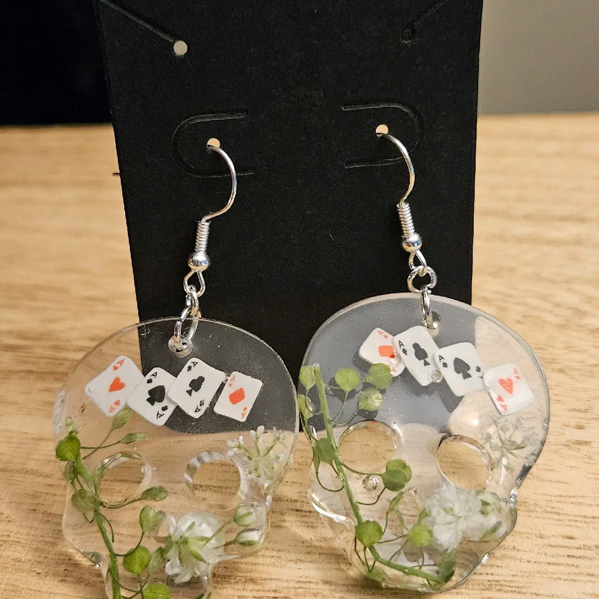 pirate card shark skull dangle earings