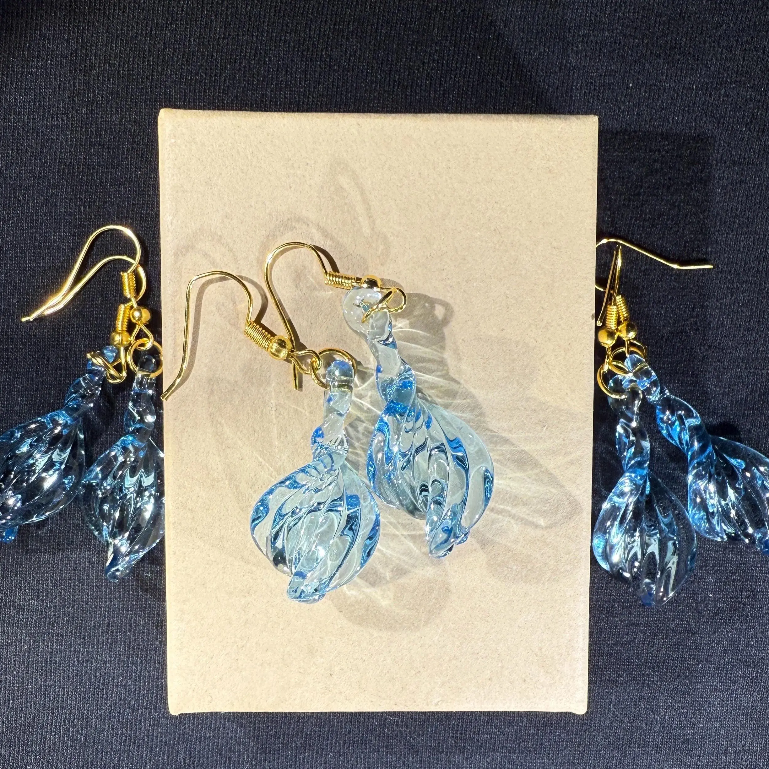 Vibrant Sea Blue Glass Earrings - Handmade Statement Jewelry - Glass Blown Gift | Art By Aaron Dye