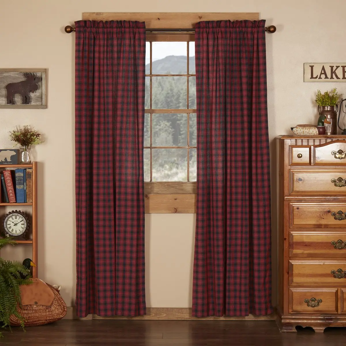 Boone Trace 2-Panel Cotton Curtains, 100% Cotton Buffalo Plaid Window Curtains, 84x40in Rustic Lodge Farmhouse Household Textiles