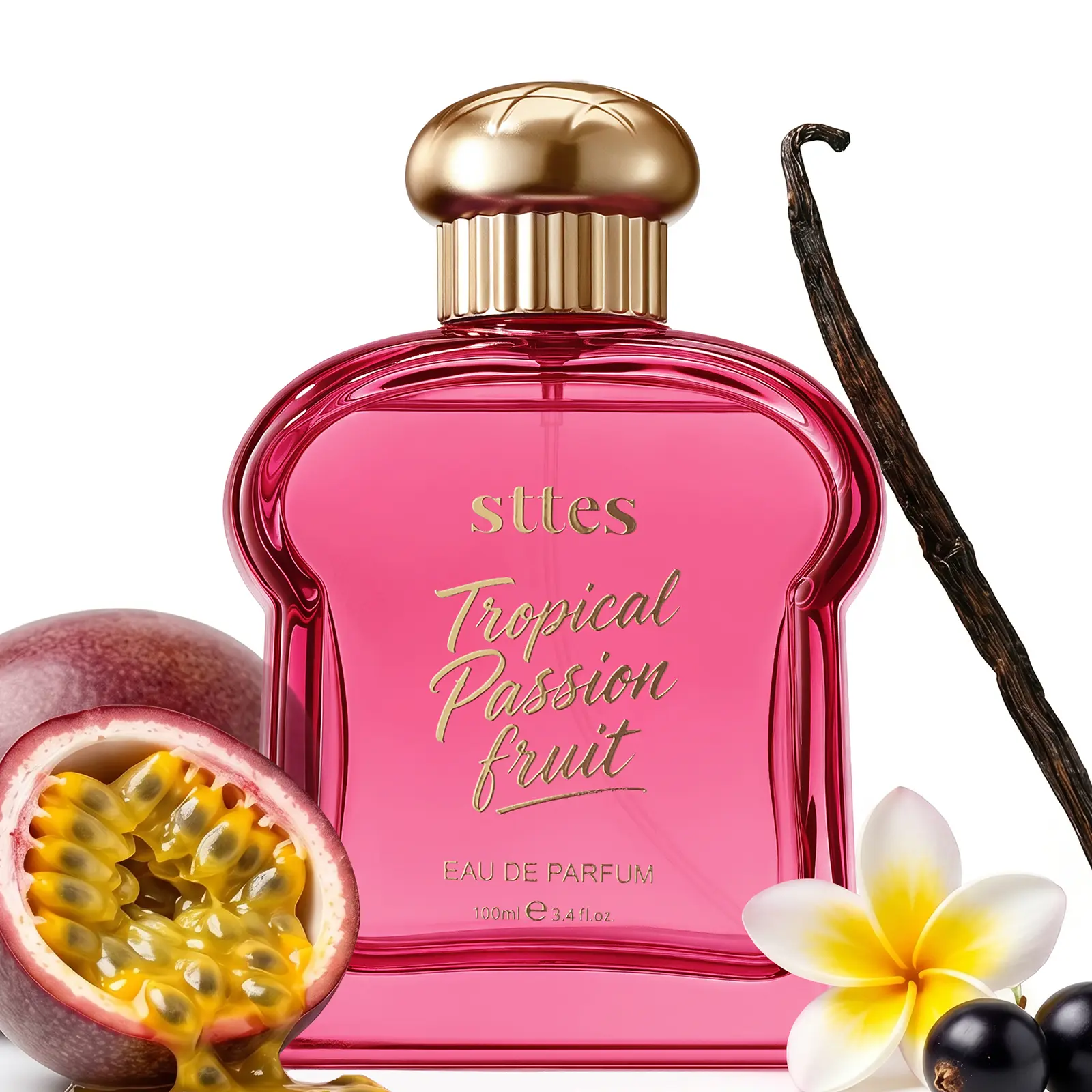 Sttes Perfume Tropical Passion Fruit Eau de Parfum, Long Lasting Women's Perfume with Passion Fruit Frangipani Mango Orange & Vanilla Scent, Fruity Gourmand Fragrance Gift for Women, 100ml / 3.4 Fl Oz