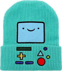 Adventure Time BMO Game Console Embroidery Beanie Unisex Cartoon Warm Knit Hat Hip Hop Skull Cap Trendy Smiling Face Beanies Ski Hats For Women Men