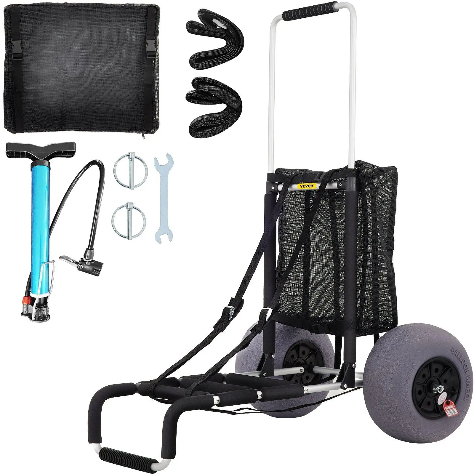 【Summerfinds】VEVOR Beach Carts for Sand,  Cargo Deck Loading Folding Sand Cart & Adjustable Height, Aviation Aluminum Cart for Picnic, Fishing, Beach