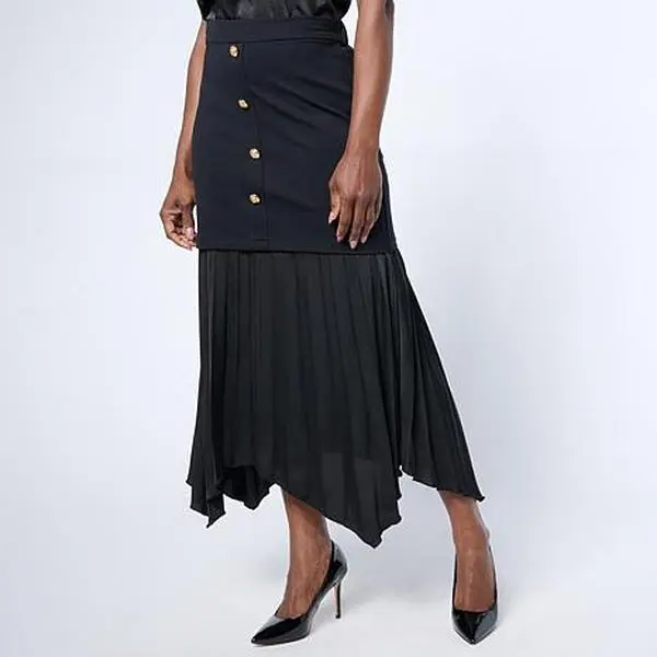 Christian Siriano C Wonder by Christian Siriano Pleated Mixed Media Mermaid Skirt