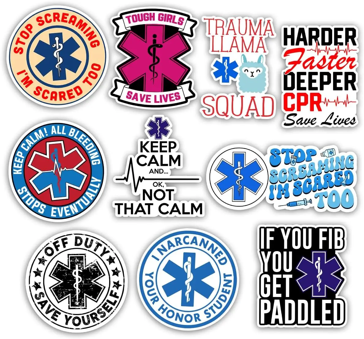 EMT EMS Sticker Pack, Funny First Responder Paramedic Sticker, Emergency Medical Technician Gift, EMS Week Decoration for Laptop Tablet Planner Water Bottle Helmet Vehicles