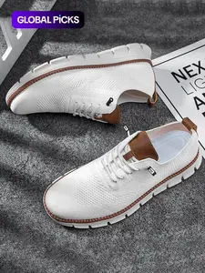 Men's Business Casual Lace Up Low Top Sneakers, Fall Style Breathable Comfortable Durable Knit Running Training Shoes for Men, All-match Round Toe Sneakers Athletic Shoes for Men, Knitted Running Shoes