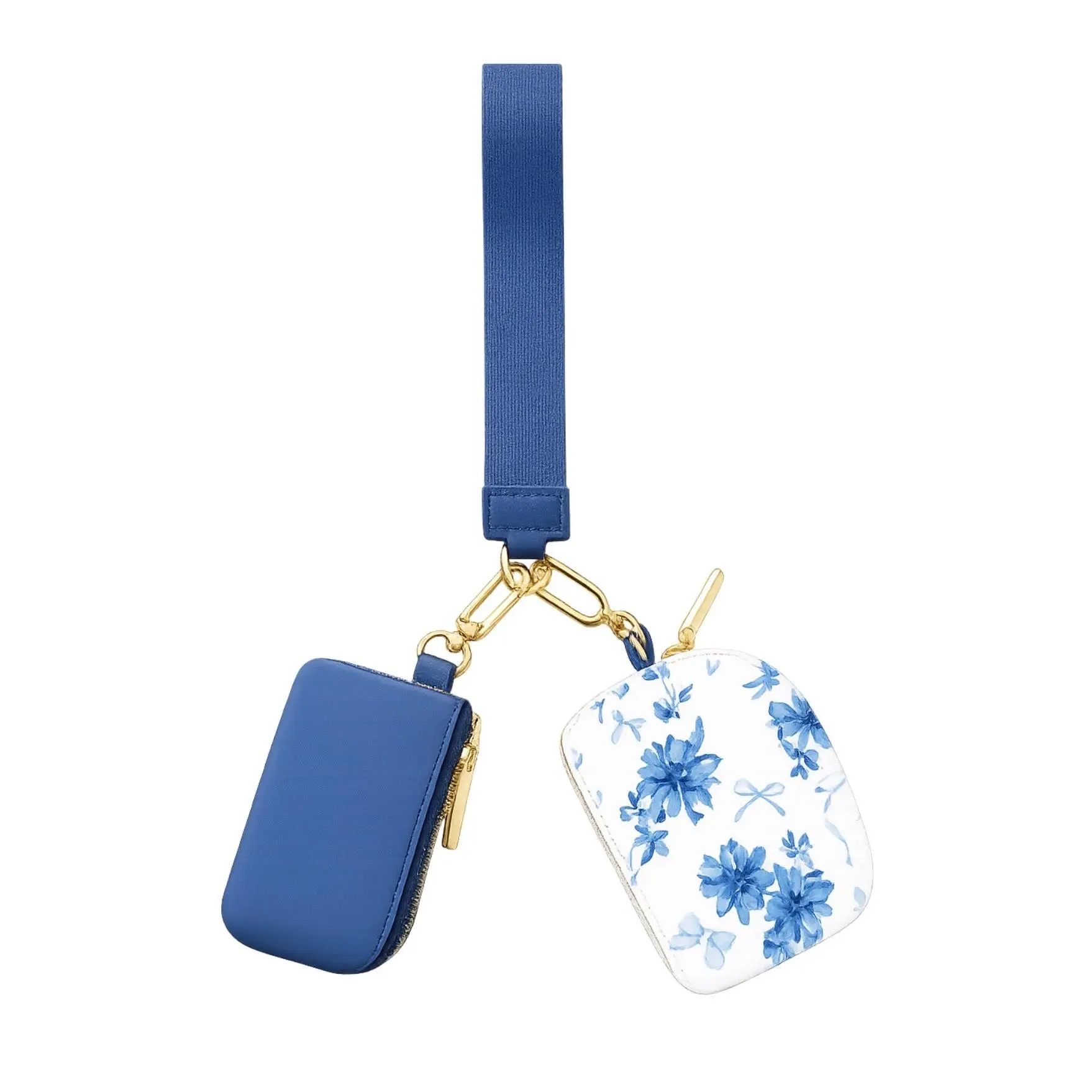 Blue Floral Wristlet