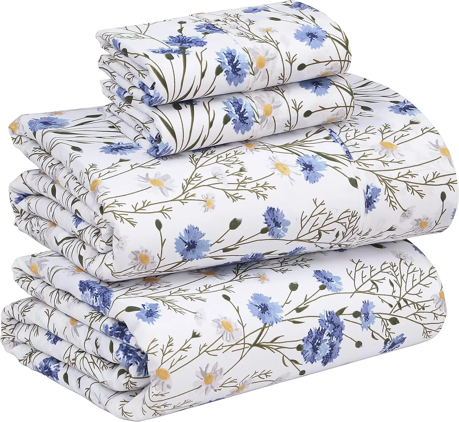 Ruvanti Cotton Percale Sheet Set – Ultra Soft Hotel-Quality Bedding with Deep Pockets, Breathable, Elegant Design, Soft Touch, OEKO-TEX Certified Bedsheet Sets