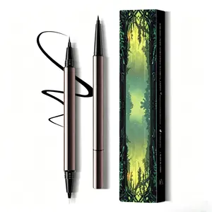 2-in-1 Waterproof Liquid Eyeliner with Correction Pen, Smudge Proof Black Eyeliner for Waterline & Winged Eye Makeup
