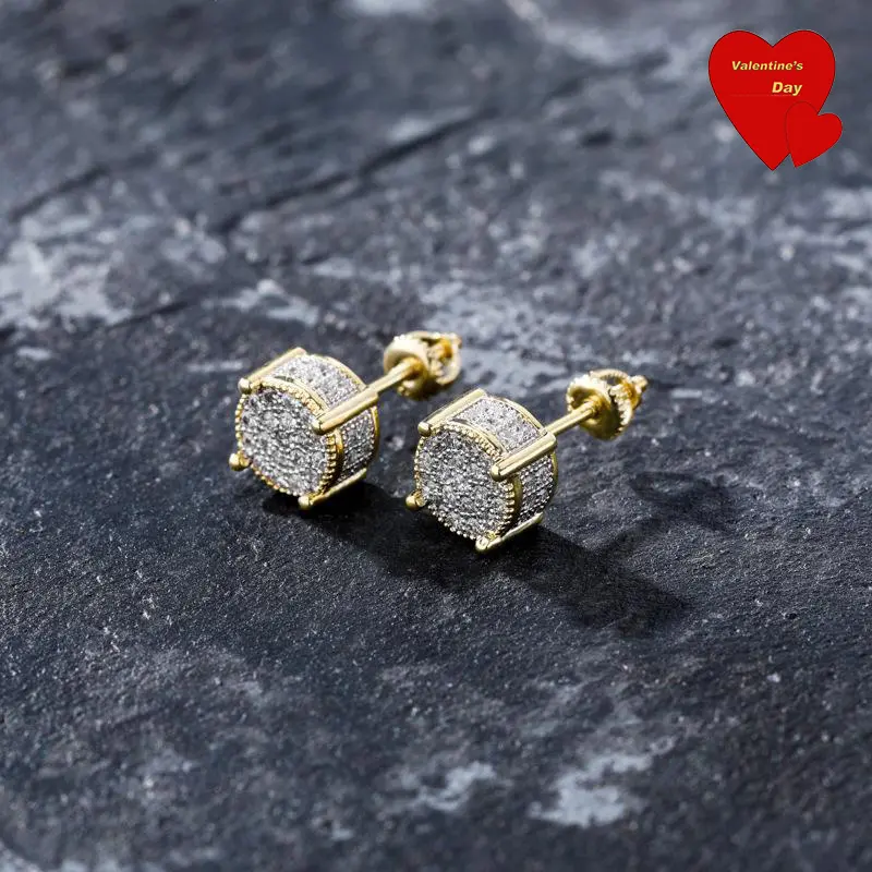 7MM  Round Screw-Back Stud Earrings, Men's Earrings, Women's Rhinestone Artificial Gemstone Jewelry, Earring For Women
