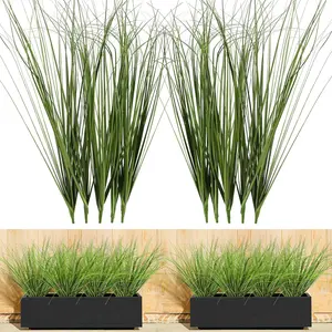 10PCS Fake Grass Filler Decor Artificial Grass Plants Outdoor Faux Plants Artificial Tall Shrubs Wheat Grass Greenery Stems UV Resistant Onion Grss For Outdoor Indoor Vase Planters Home Decor, Green