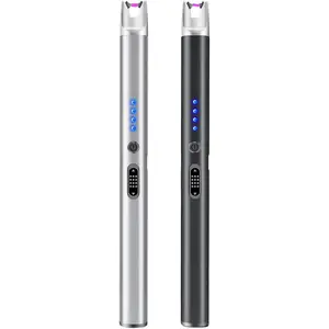 2 Pack Electric Candle Lighter USB Rechargeable Lighters Windproof Plasma Arc Lighters Flameless Type C Long Lighter with Safety Switch for Candle BBQ Camping Birthday Fireworks