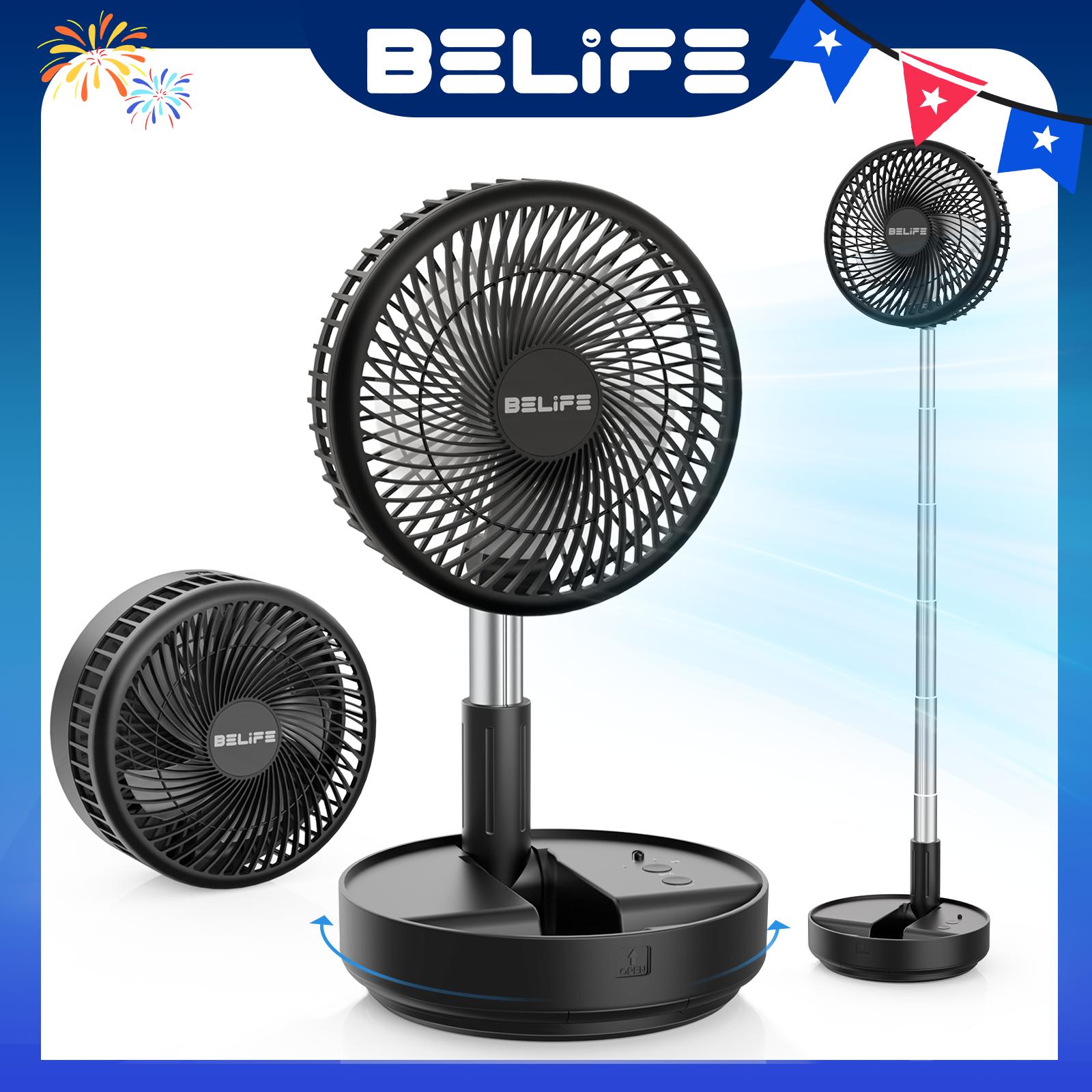 Belife X8 Portable Fan, Cordless Oscillating Fan with Remote, Foldable Telescopic Adjustable Height Fan, USB Rechargeabl