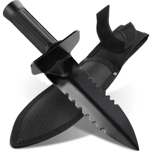 Metal Detector Shovel,  Heavy Duty Double Serrated Edge Digger, Metal Detecting Digging Tool with Sheath for Belt Mount, Gardening Accessories for Metal Detection Digging Loosening Planting