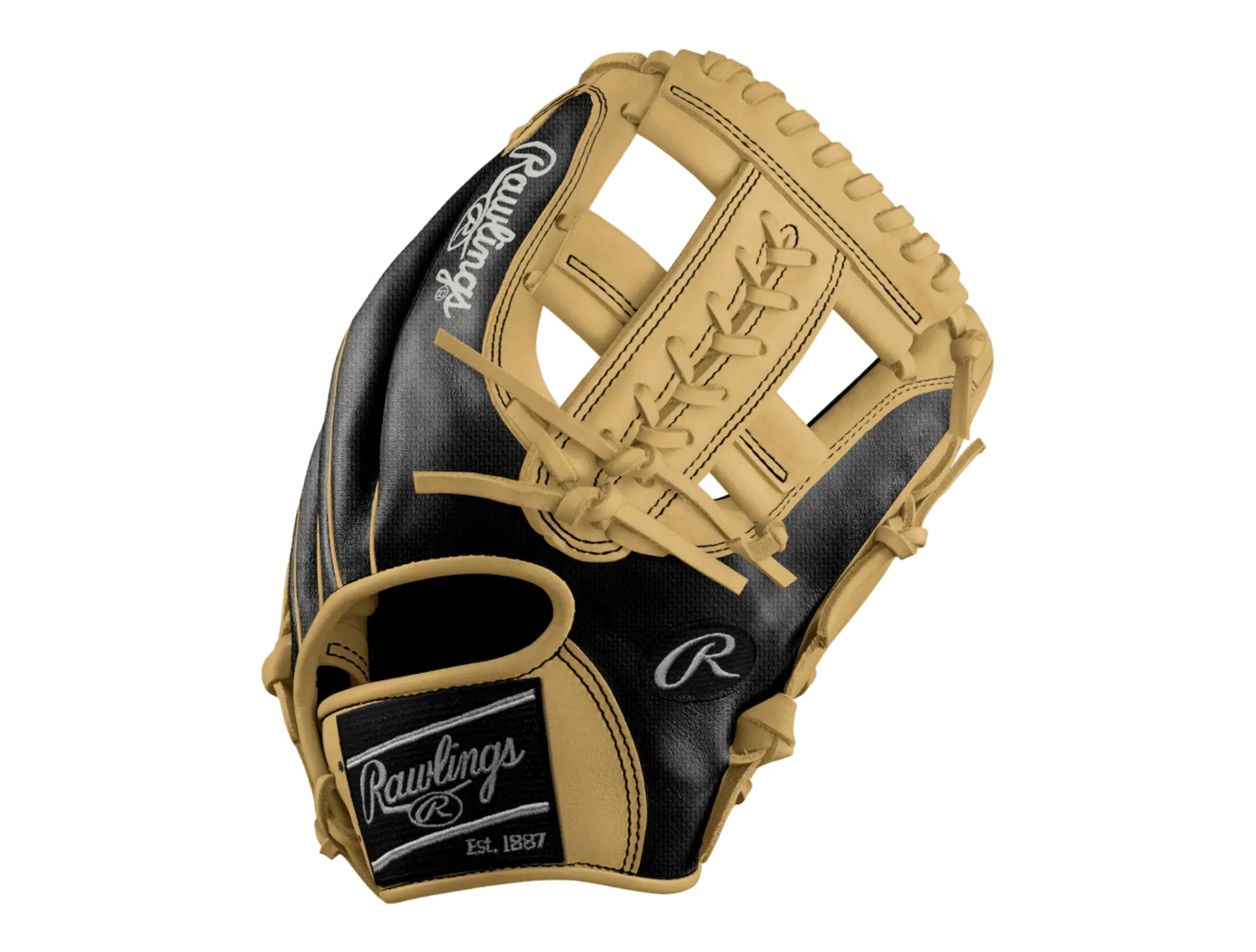 Rawlings Custom 11.50” Laced Single Post Black Speed Shell Camel Heart of the Hide Infield Glove