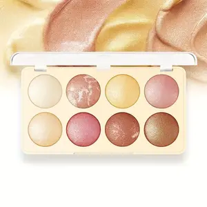 K'apeine 8 Color Highlighter Contour, Shimmering Eyeshadow Palette, Ultra-Fine Glitter, Moisturizing Shine, Stacking & Waterproof, Long-Lasting Brightening