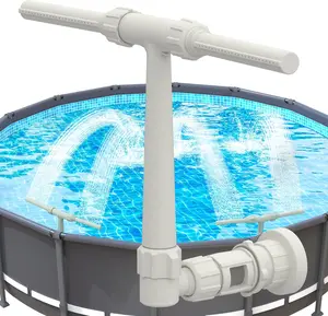 Pool Fountain - Dual Spray Water Fountains for Above Ground Pools, Above Ground Pool Accessories, Adjustable Waterfall Pool Sprinkler Fountain for Cooling & Relaxation (Grey)