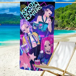 K-Pop Bath Towel with Anime Print, Soft Microfiber, Quick-Dry and Absorbent, Ideal for Beach, Pool, Bathroom, Perfect Gift for Fans