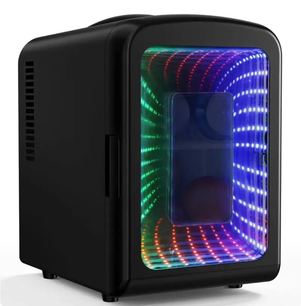Antarctic Star 4L Mini Fridge with LED Lights, Quiet Operation, Portable AC/DC Compact Refrigerator for Home Outlet Use, Bedroom & Office, White Cooling Appliance