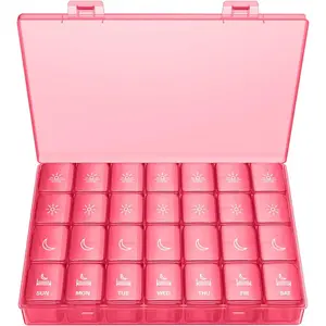 4 Times a Day Pill Organizer  Large Weekly Pill Box for Travelling, Portable 7-Day Pill Container with Removable Design - Healthcare Aid Travel Essentials