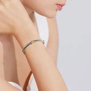 Twisted Cable Cuff Bracelets for Women 5mm Stainless Steel Cuff Bangle Bracelet Designer Inspired Jewelry Valentine Day Gift