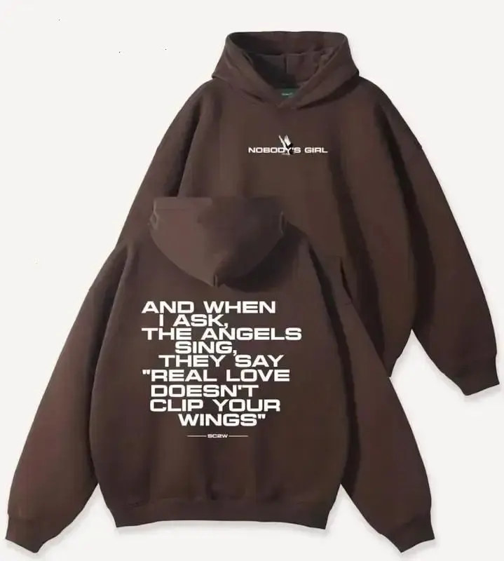 Women's Printed "Nobody's Girl" Lyrics Cotton Fabric Hoodie - Fitted Music Tops, Gift for Music Lovers