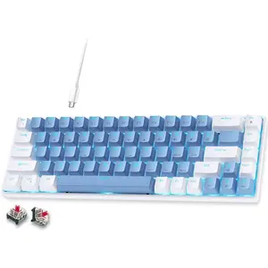 60% Mechanical Gaming Keyboard, Red  Wired Compact Keyboard with Blue Backlight, Swappable Blue White Keycaps, for Windows/