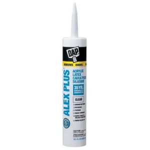 Dap 10.1 Oz White Acrylic Latex Caulk with Silicone 18152 - Moisture, Mildew Resistant Sealant for Brick, Stone, Siding Corner Joints, Window, Metal Surfaces, Moisture And Mildew Resistant
