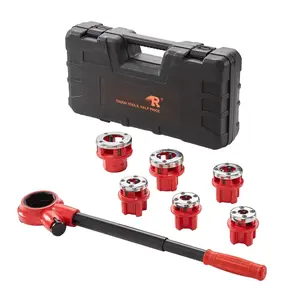 Ratchet Pipe Threader Kit: 1/4 In NPT To 1-1/4 In NPT Manual Ratcheting Pipe Threader, Portable Threading Tool Set With 6 NPT Dies, Storage Case For Galvanized, Aluminum, Iron And Copper Pipes Great For Plumbing Projects & Repairs