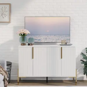 48-inch sideboard buffet cabinet, 4-door sideboard buffet cabinet with adjustable shelves, modern luxury buffet cabinet with storage space, modern style cabinet with gold legs, wide storage cabinet, used for living room, dining room, console bar cabinet