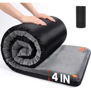 Self Inflating Sleeping Pad with Electric Pump, 4" Ultra-Thick Foam Camping Mattress Pad with Built-in Pillow, 9.5 R-Value 4 Season for Cot Truck Car Home Outdoor Camping