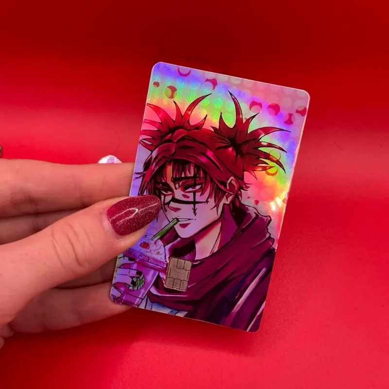 Choso Kamo Credit Card Skin Sticker Cute Kawaii Drinking Coffee Holographic Funny Jujutsu Kaisen Anime Universal Fit