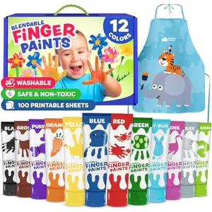 Finger Painting for Toddlers - Washable Paint for Kids, Toddler Finger Paint - Non Toxic Baby Safe Toddler Craft Supplies for Hand and Feet - Preschool Learning Gifts for Kids Ages 3 4 5 6+
